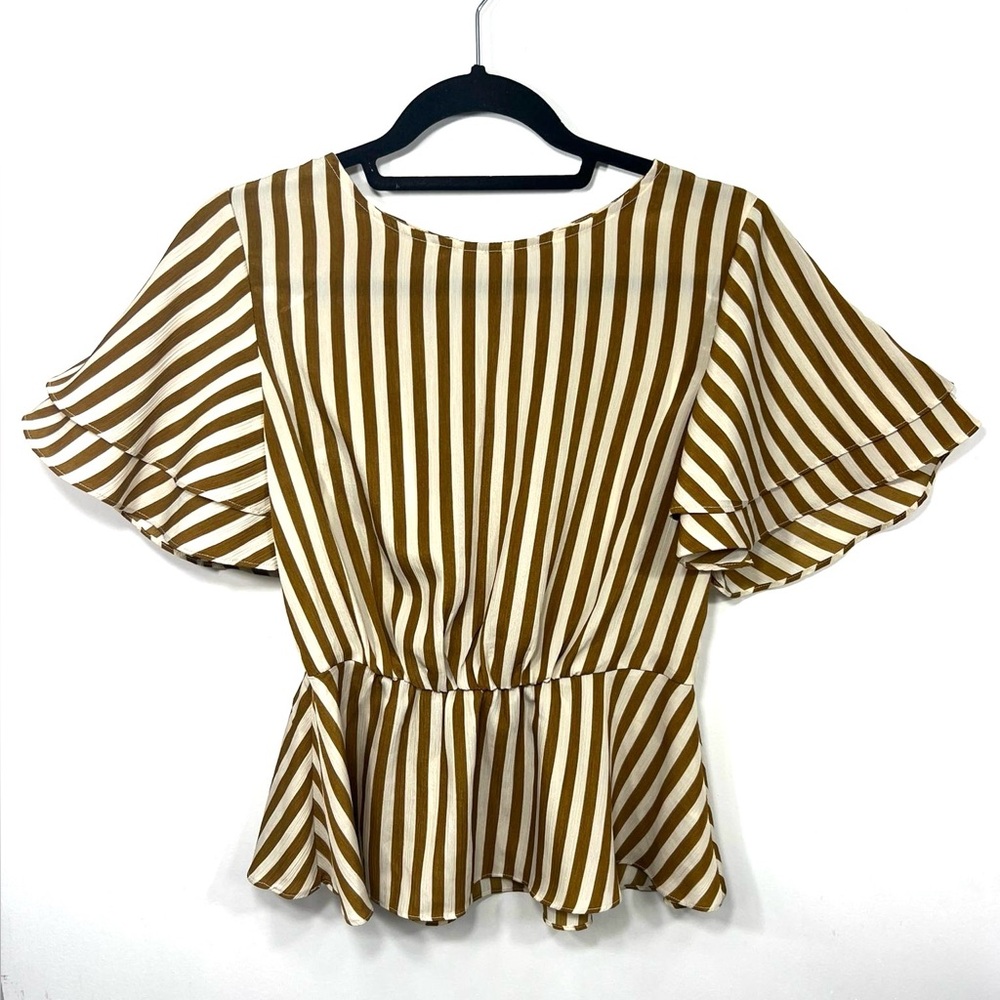 Bohme Striped Brown and White Women's Top size small